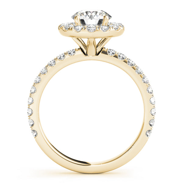 LUMEO Round Halo Diamond Engagement Ring Side View in 18k Solid Yellow Gold 