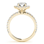 LUMEO Round Halo Diamond Engagement Ring Side View in 18k Solid Yellow Gold 