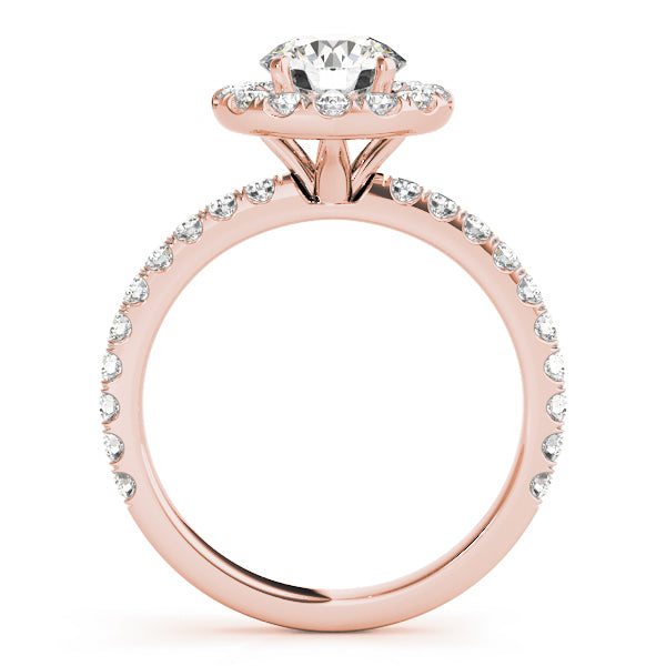 LUMEO Round Halo Diamond Engagement Ring Side View in 18k Solid Rose Gold 