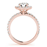 LUMEO Round Halo Diamond Engagement Ring Side View in 18k Solid Rose Gold 