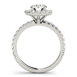 LUMEO Round Halo Diamond Engagement Ring Side View in Platinum 