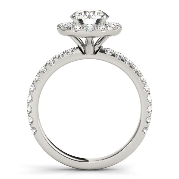 LUMEO Round Halo Diamond Engagement Ring Side View in Platinum 