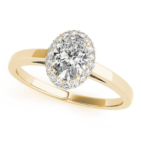 LUMEO Oval Halo Diamond Engagement Ring Front View in 18k Solid Yellow Gold 