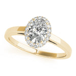 LUMEO Oval Halo Diamond Engagement Ring Front View in 18k Solid Yellow Gold 