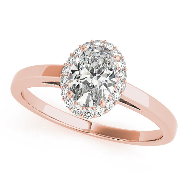 LUMEO Oval Halo Diamond Engagement Ring Front View in 18k Solid Rose Gold 