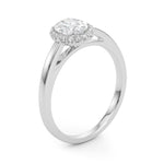 LUMEO Oval Halo Diamond Engagement Ring Angle View in Platinum 