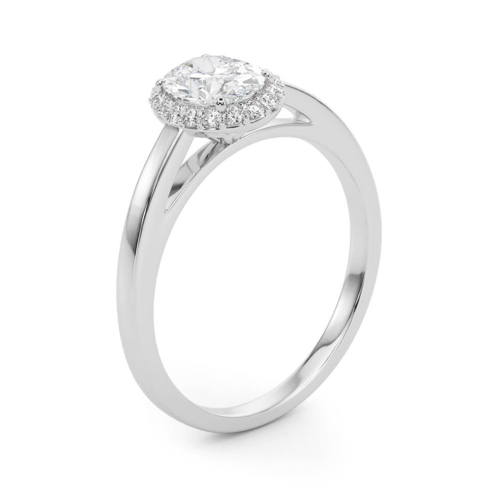 LUMEO Oval Halo Diamond Engagement Ring Angle View in Platinum 