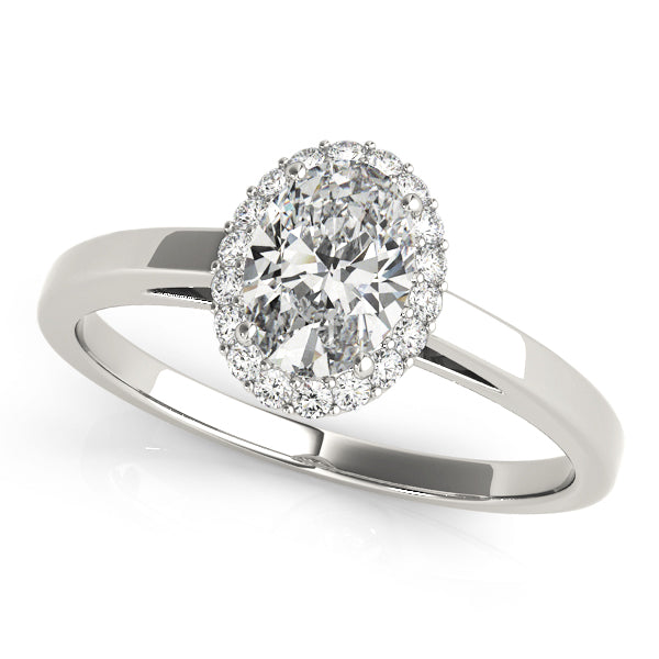 LUMEO Oval Halo Diamond Engagement Ring Front View in Platinum 