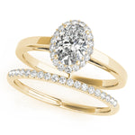 LUMEO Oval Halo Diamond Engagement Ring Set in 18k Solid Yellow Gold 