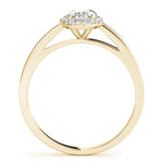 LUMEO Oval Halo Diamond Engagement Ring Side View in 18k Solid Yellow Gold 