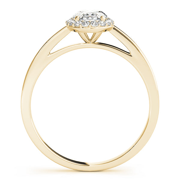 LUMEO Oval Halo Diamond Engagement Ring Side View in 18k Solid Yellow Gold 