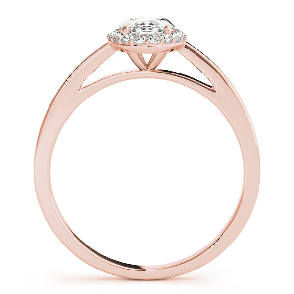 LUMEO Oval Halo Diamond Engagement Ring Side View in 18k Solid Rose Gold 