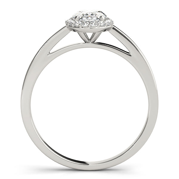 LUMEO Oval Halo Diamond Engagement Ring Side View in Platinum 