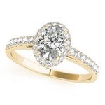 LUMEO Oval Halo Diamond Engagement Ring Front View in 18k Solid Yellow Gold 