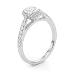 LUMEO Oval Halo Diamond Engagement Ring Angle View in Platinum 