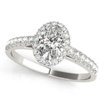 LUMEO Oval Halo Diamond Engagement Ring Front View in Platinum 