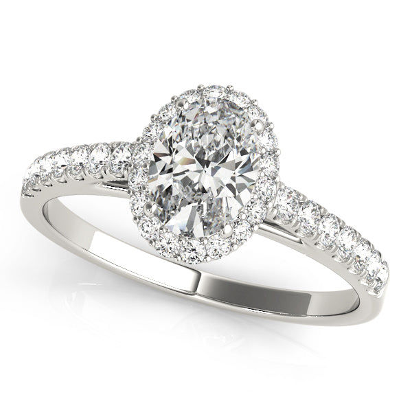LUMEO Oval Halo Diamond Engagement Ring Front View in Platinum #platinum