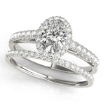 LUMEO Oval Halo Diamond Engagement Ring Set in Platinum 