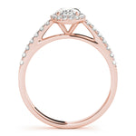 LUMEO Oval Halo Diamond Engagement Ring Side View in 18k Solid Rose Gold 