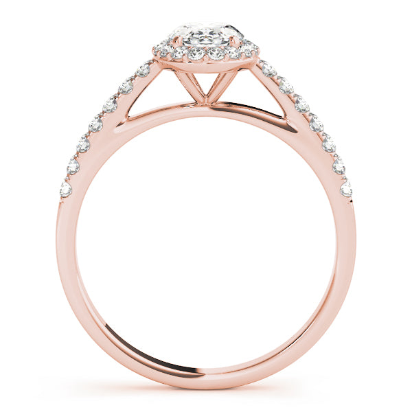 LUMEO Oval Halo Diamond Engagement Ring Side View in 18k Solid Rose Gold 