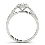 LUMEO Oval Halo Diamond Engagement Ring Side View in Platinum 