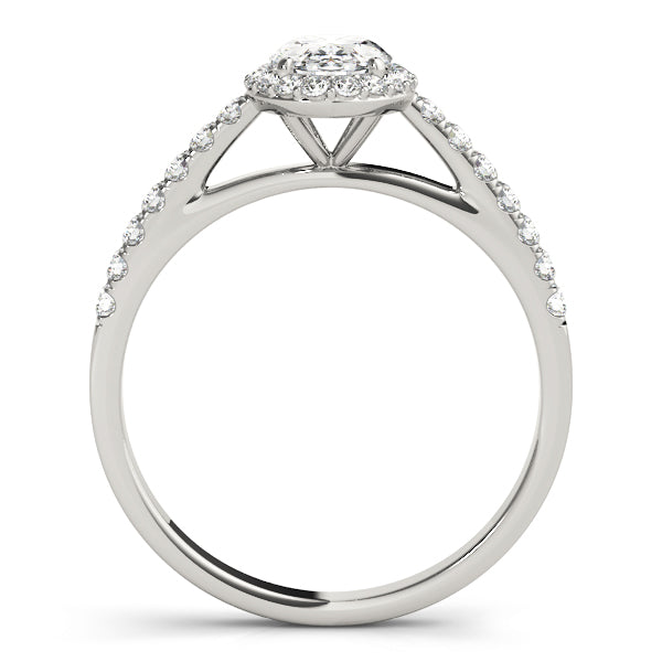 LUMEO Oval Halo Diamond Engagement Ring Side View in Platinum 