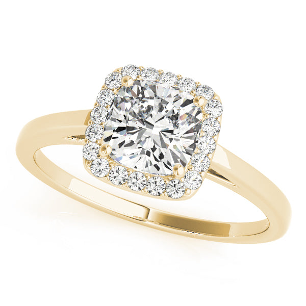 LUMEO Cushion Halo Diamond Engagement Ring in Platinum in 18k Solid Yellow Gold 