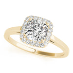 LUMEO Cushion Halo Diamond Engagement Ring in Platinum in 18k Solid Yellow Gold 
