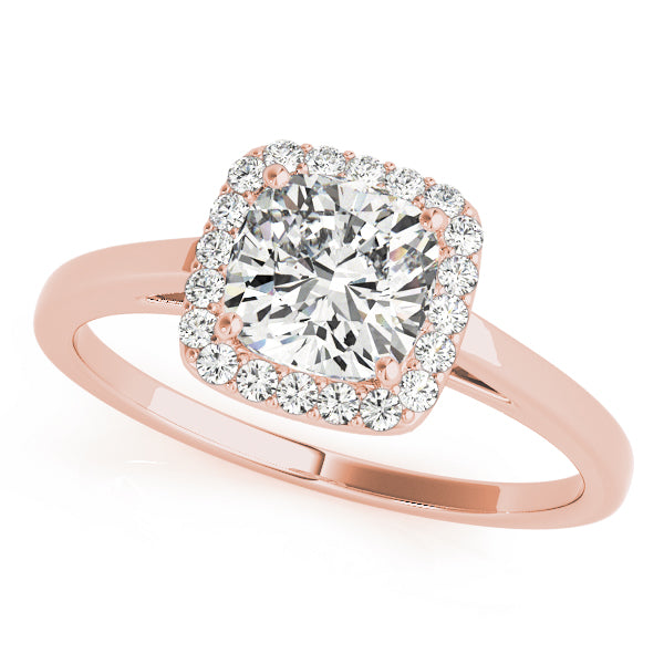LUMEO Cushion Halo Diamond Engagement Ring in Platinum in 18k Solid Rose Gold 