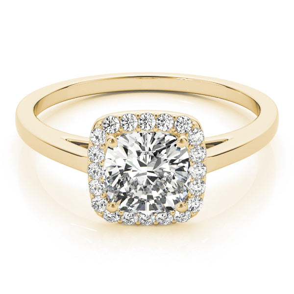 LUMEO Cushion Halo Diamond Engagement Ring in Platinum in 18k Solid Yellow Gold 