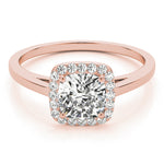 LUMEO Cushion Halo Diamond Engagement Ring in Platinum in 18k Solid Rose Gold 