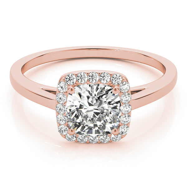 LUMEO Cushion Halo Diamond Engagement Ring in Platinum in 18k Solid Rose Gold 
