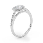 LUMEO Cushion Halo Diamond Engagement Ring Angle View in Platinum 