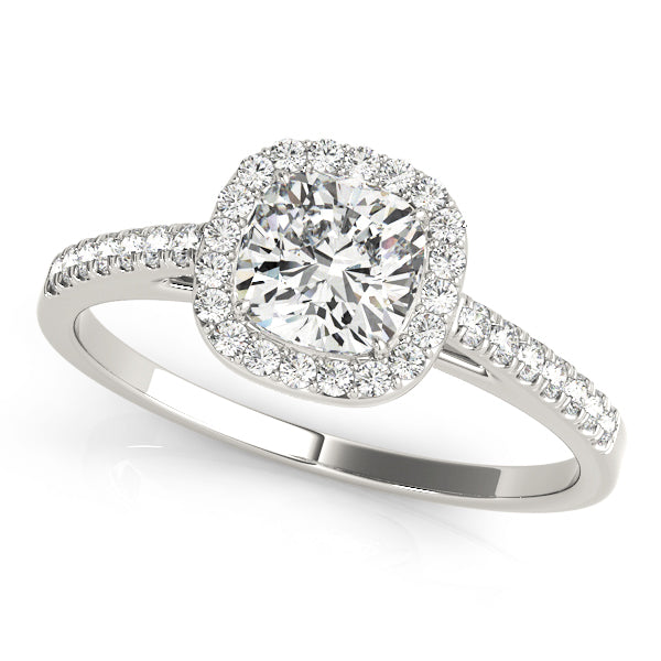 LUMEO Cushion Halo Diamond Engagement Ring Front View in Platinum 