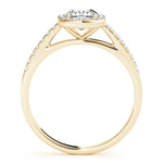 LUMEO Cushion Halo Diamond Engagement Ring Side View in 18k Solid Yellow Gold 