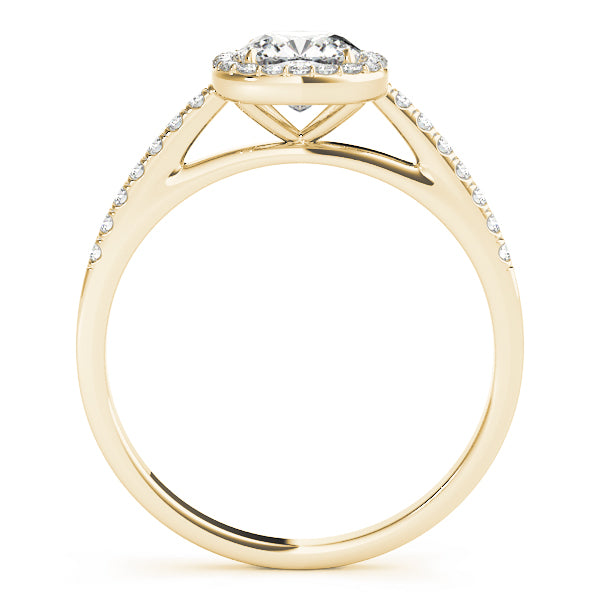 LUMEO Cushion Halo Diamond Engagement Ring Side View in 18k Solid Yellow Gold 