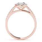 LUMEO Cushion Halo Diamond Engagement Ring Side View in 18k Solid Rose Gold 