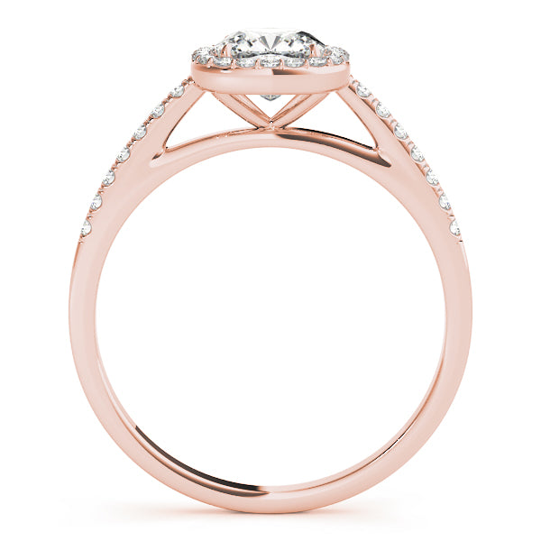 LUMEO Cushion Halo Diamond Engagement Ring Side View in 18k Solid Rose Gold 