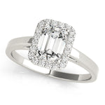LUMEO Emerald Halo Diamond Engagement Ring Front View in Platinum 