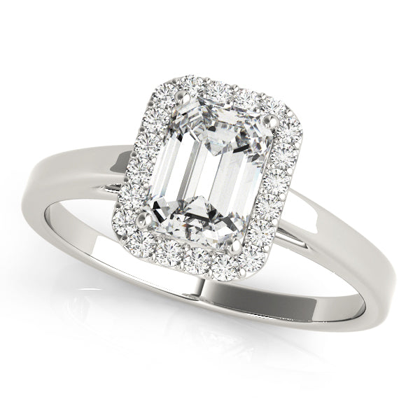 LUMEO Emerald Halo Diamond Engagement Ring Front View in Platinum 