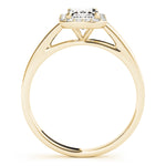 LUMEO Emerald Halo Diamond Engagement Ring Side View in 18k Solid Yellow Gold 