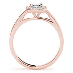 LUMEO Emerald Halo Diamond Engagement Ring Side View in 18k Solid Rose Gold 