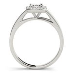 LUMEO Emerald Halo Diamond Engagement Ring Side View in Platinum 