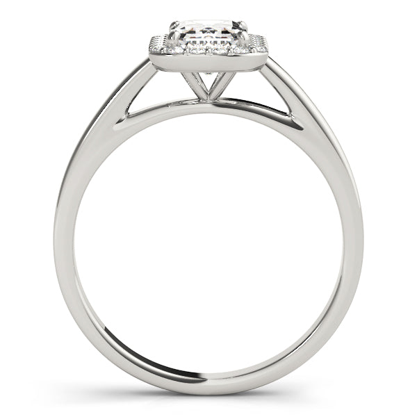 LUMEO Emerald Halo Diamond Engagement Ring Side View in Platinum 