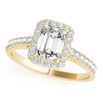 LUMEO Emerald Halo Engagement Ring 