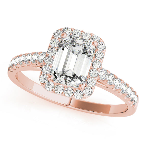 LUMEO Emerald Halo Engagement Ring 