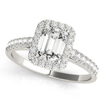 LUMEO Emerald Halo Engagement Ring 