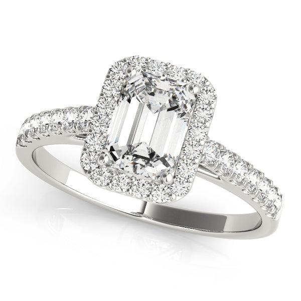 LUMEO Emerald Halo Engagement Ring 