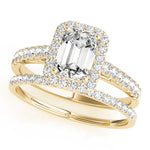 LUMEO Emerald Halo Engagement Ring 