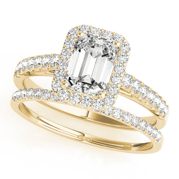 LUMEO Emerald Halo Engagement Ring 